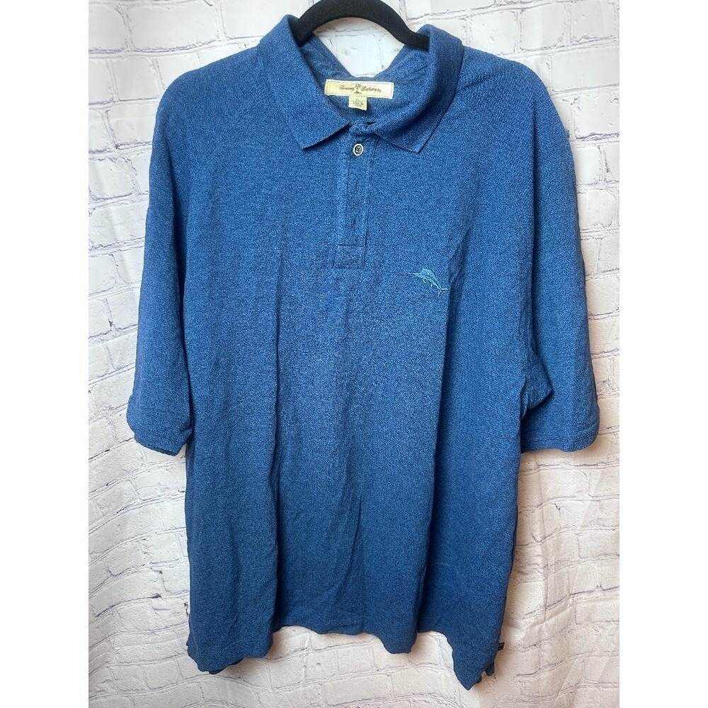 Tommy Bahama Pima Cotton short Sleeve Polo Shirt Marlin Logo XL